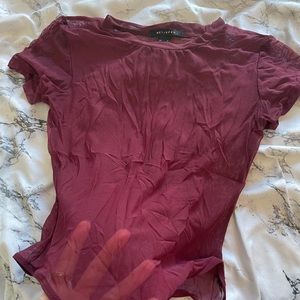 burgundy mesh bodysuit